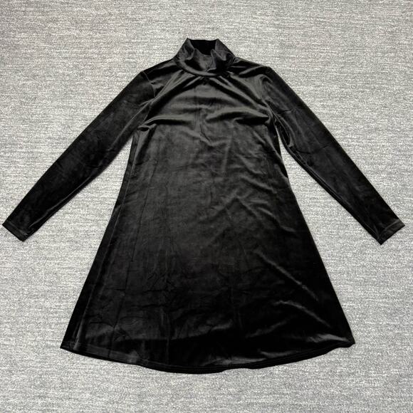 Tuckernuck Pomander Place Velvet Turtleneck Dress Women Small Black Goth Swing - Picture 1 of 9